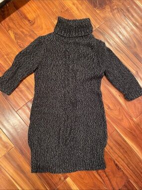 Old Navy Charcoal Turtleneck Cable Knit Sweater Dress